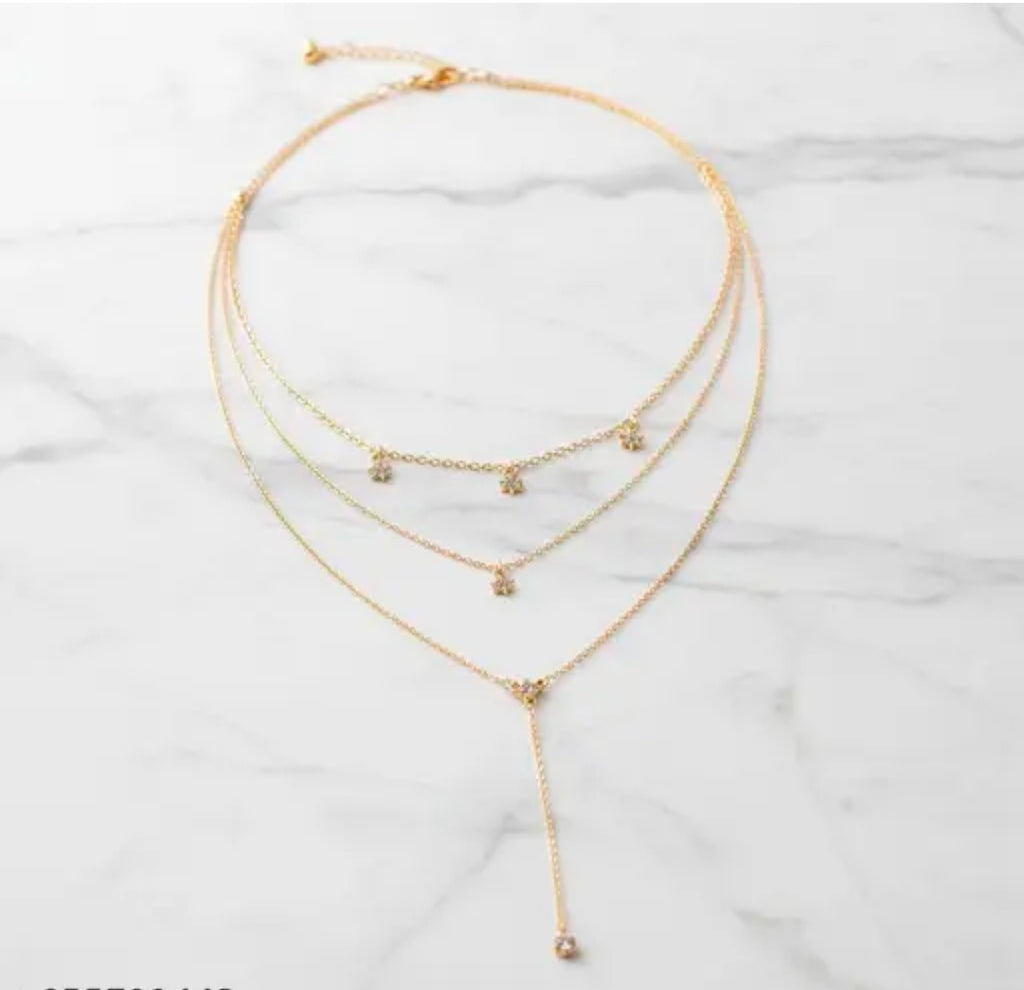 Elegant 3 Layer Gold Star Pendant Necklace for Women | Trendy Aesthetic Jewelry