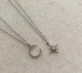 Moon & Star Pendant Necklace Set for Women | Minimal Aesthetic Crystal Design | Elegant Silver Daily Wear Jewellery
