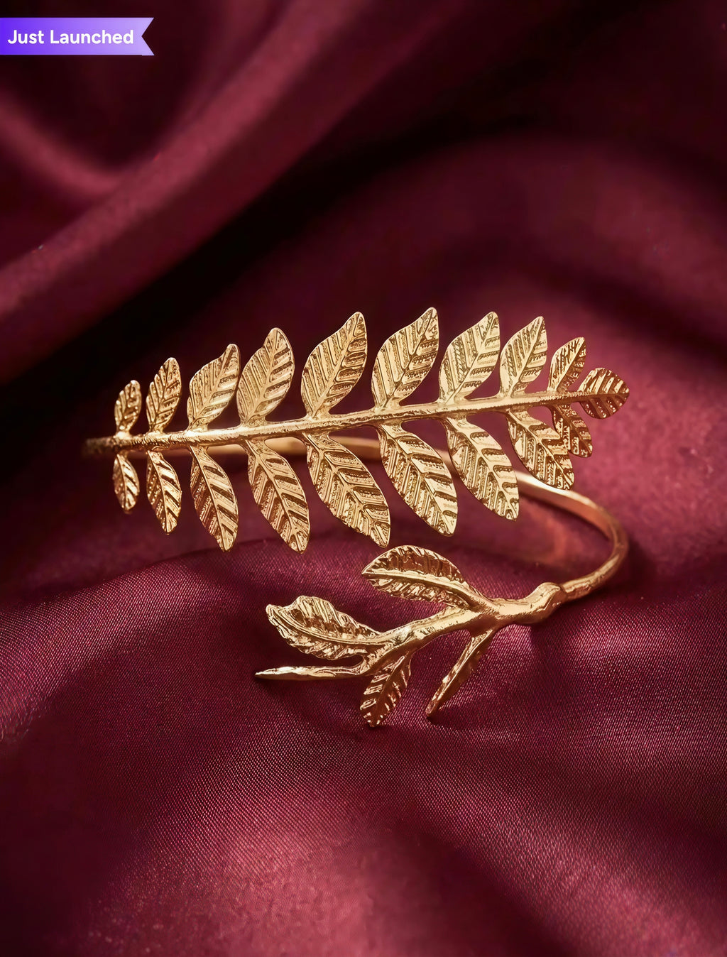 Golden Leaf Arm Cuff for Girls ✨