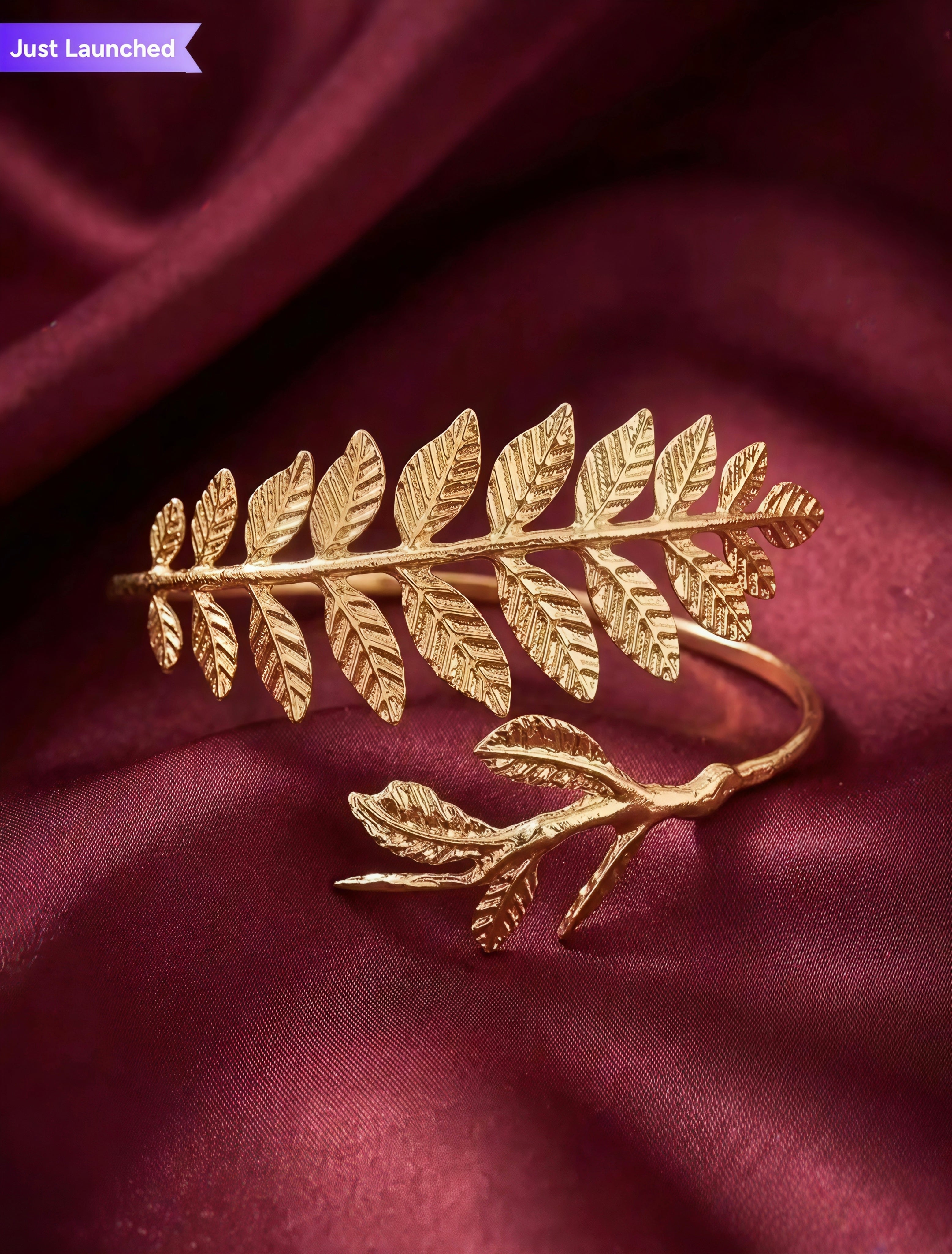 Golden Leaf Arm Cuff for Girls ✨